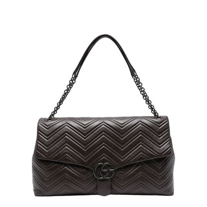 GG Marmont Maxi Matelassé Chevron Leather Shoulder Bag - Chocolate - Image 1