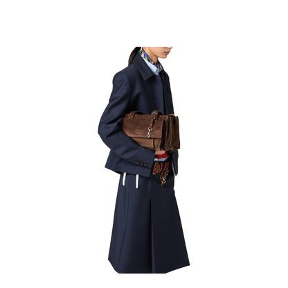 Dark Brown Suede Utilitaire Shopping Bag - Image 2