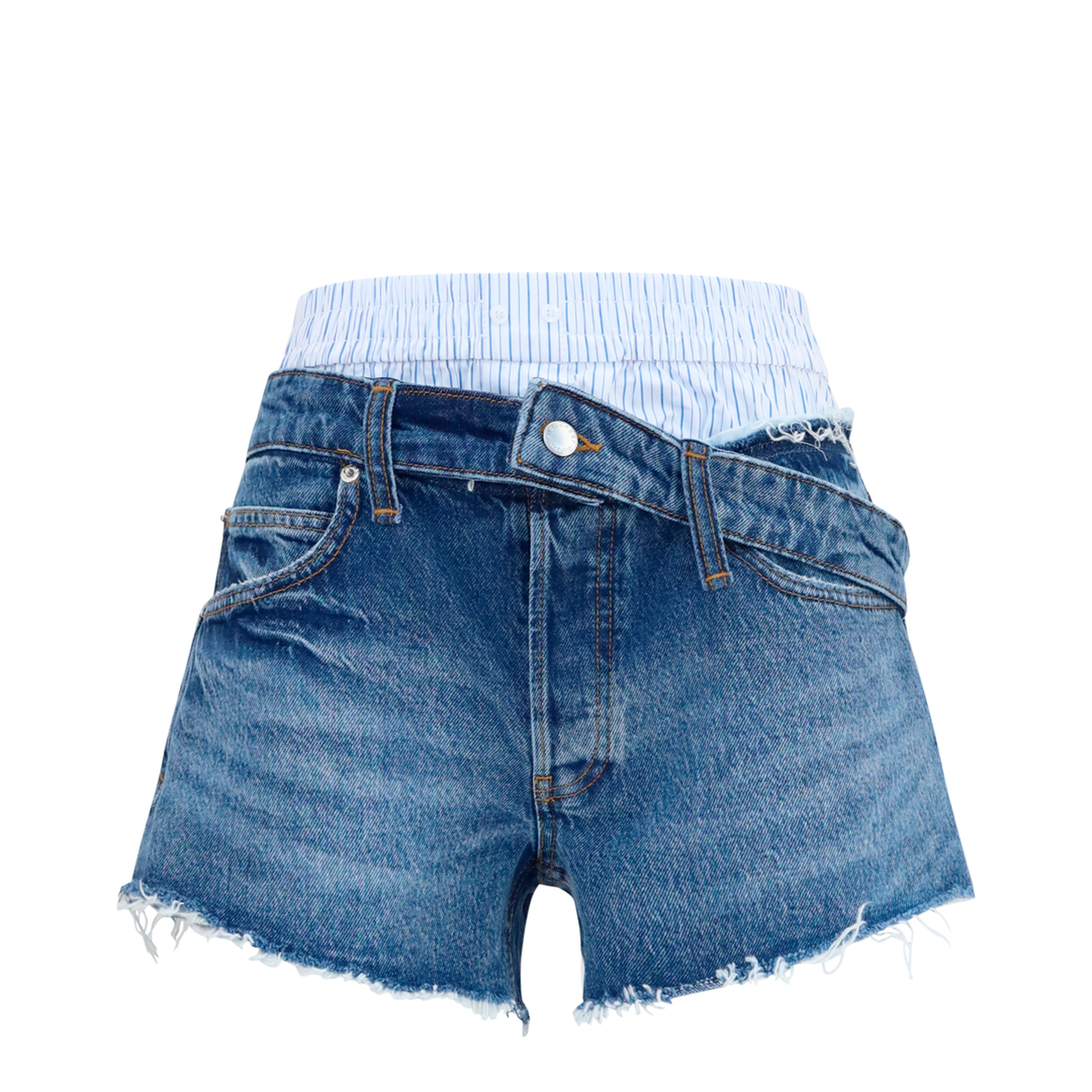 Denim Shorts with Boxer Detail - Image 1