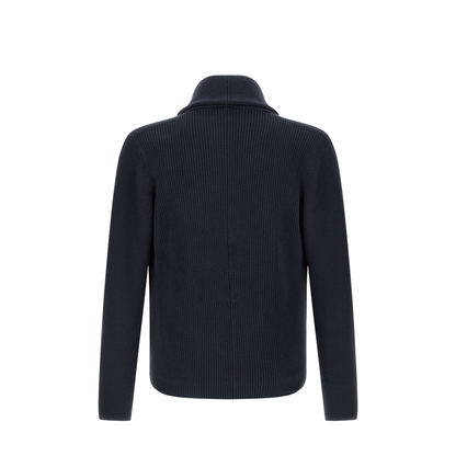Men's Shawl Collar Cardigan Navy Blue - Image 5