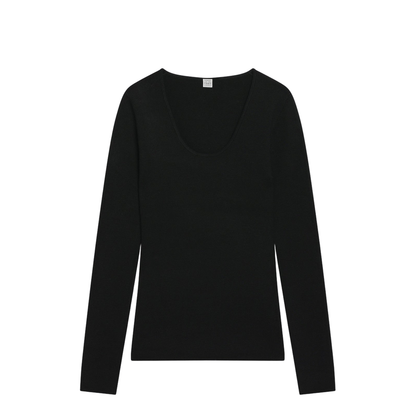 Black Wool-Blend Knit Top - Image 1