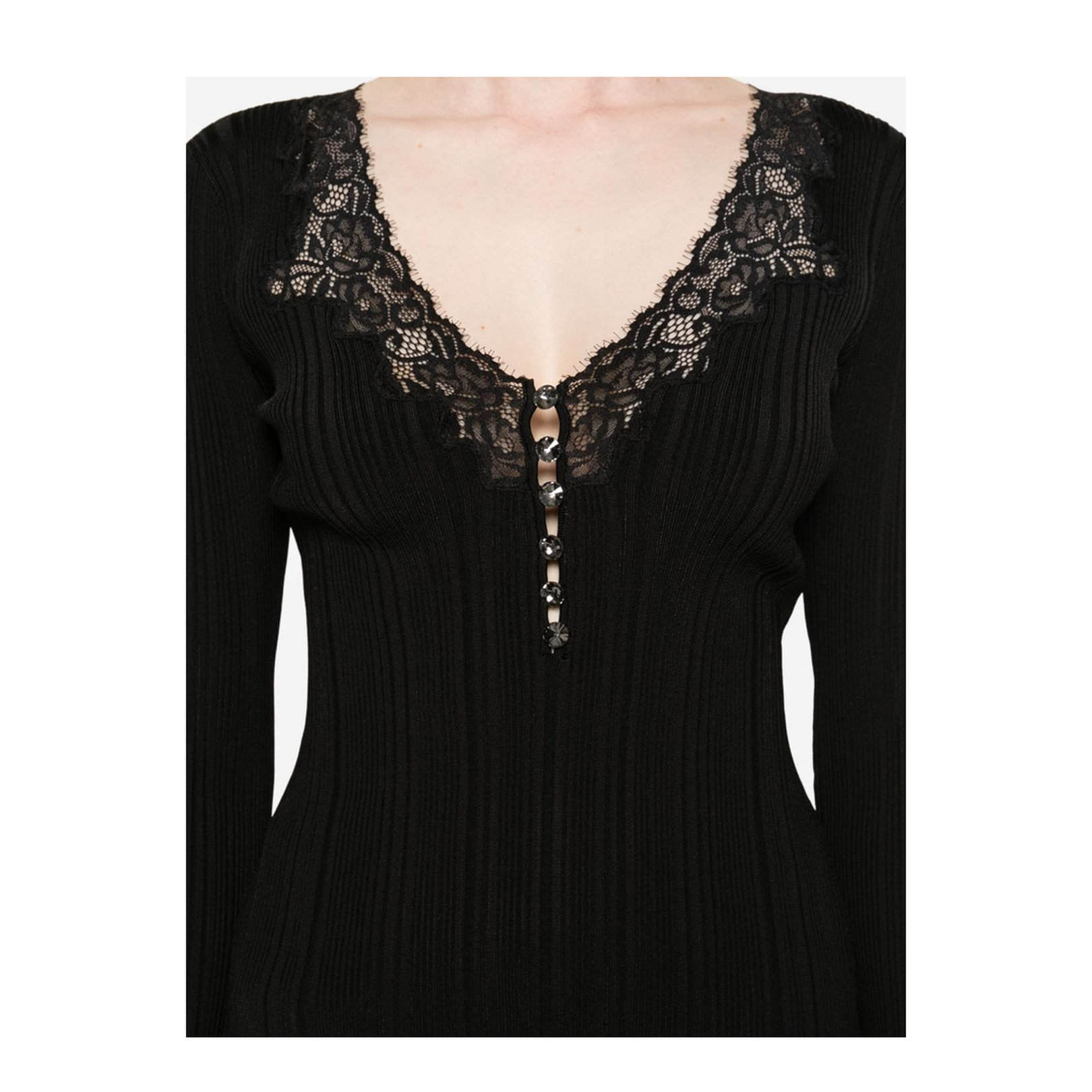 V-Neck Sweater In Black - Image 3