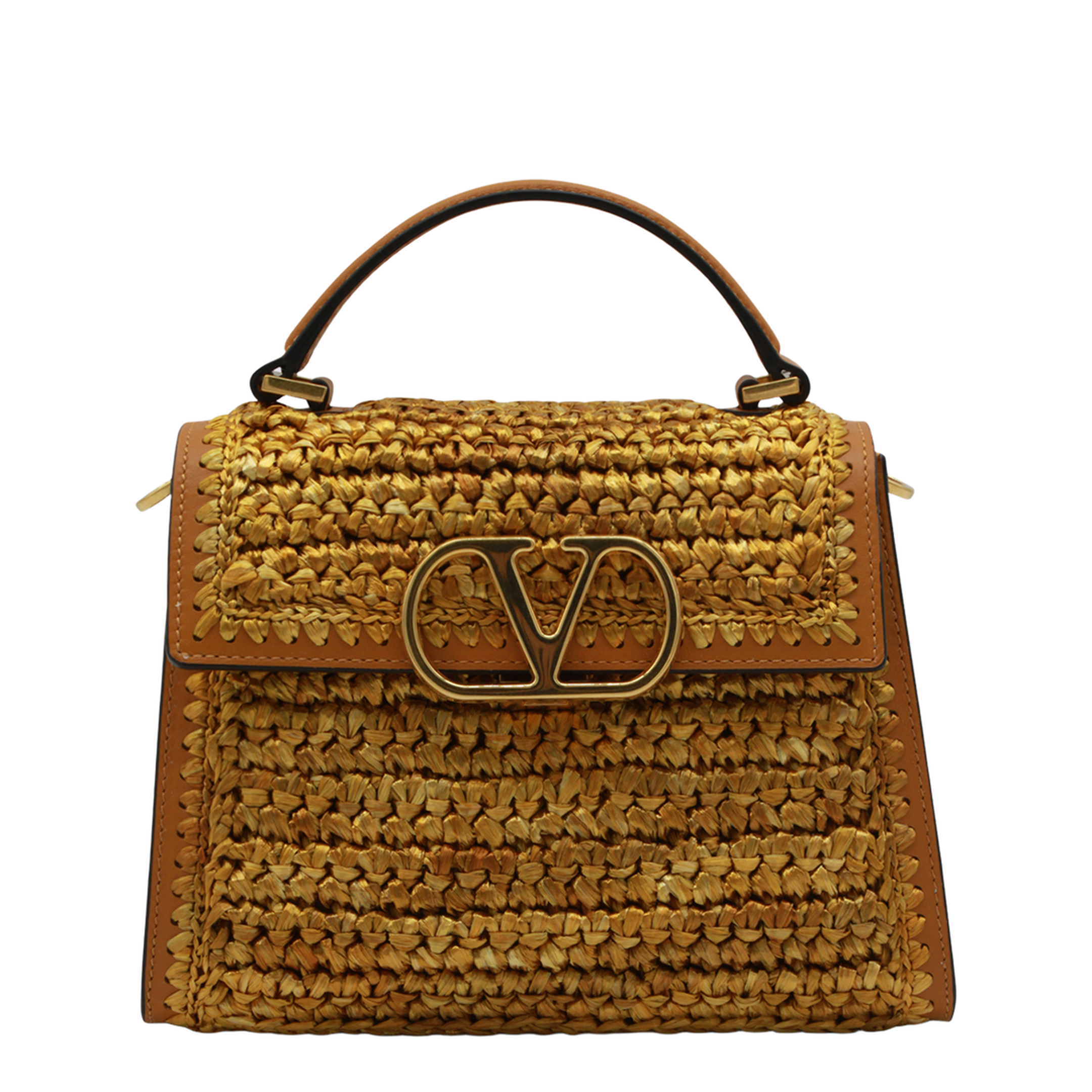 Knitted Small Viscose Shoulder Bag - Gold - Image 1