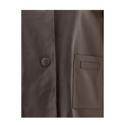 Leather Jacket With Shearling Collar - Image 3