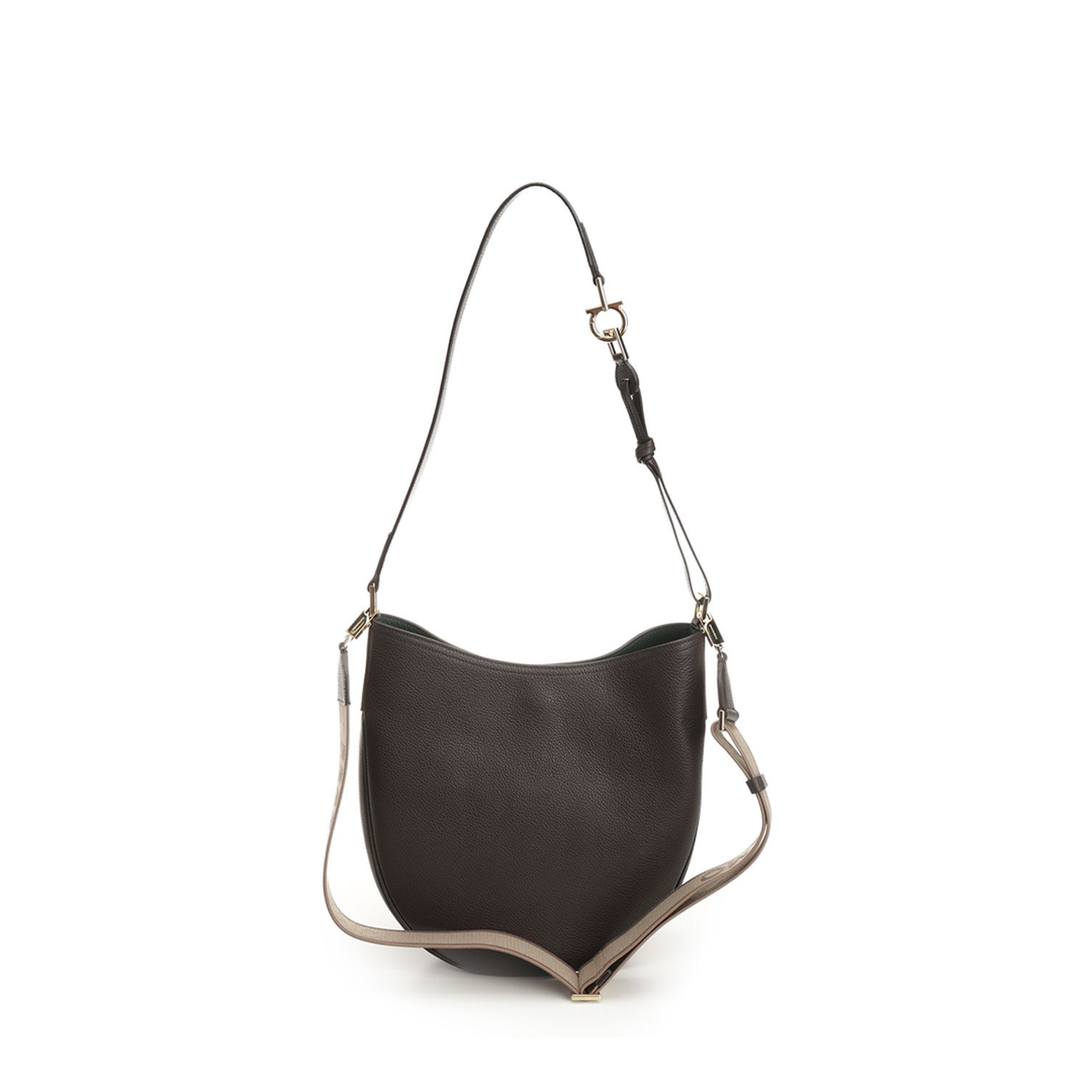 North-South Hobo Bag Leather Brown - Image 3