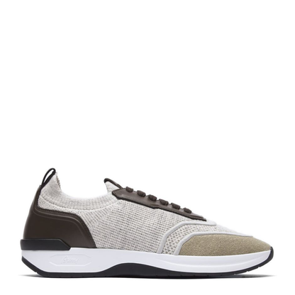 Beige And Light Brown Linen And Cotton Knit Sneakers - Image 1