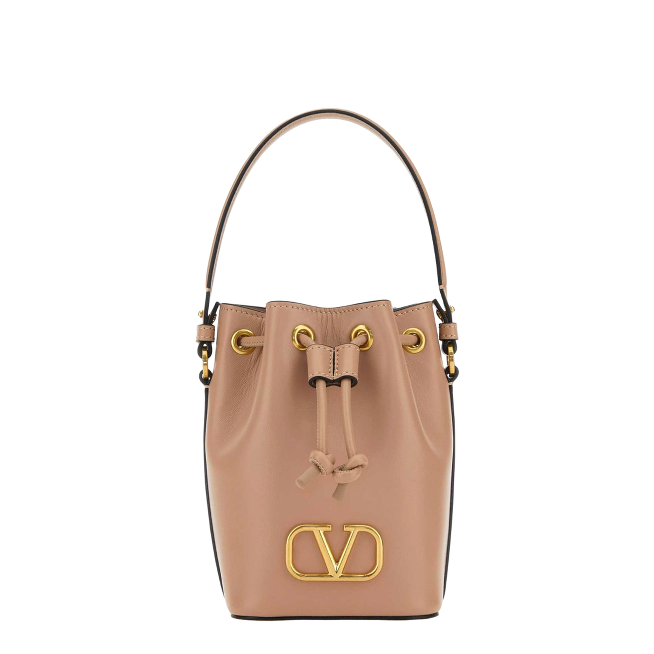 VLogo Signature Mini Lambskin Bucket Bag - Powder Beige - Image 1