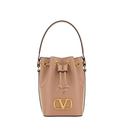VLogo Signature Mini Lambskin Bucket Bag - Powder Beige - Image 1