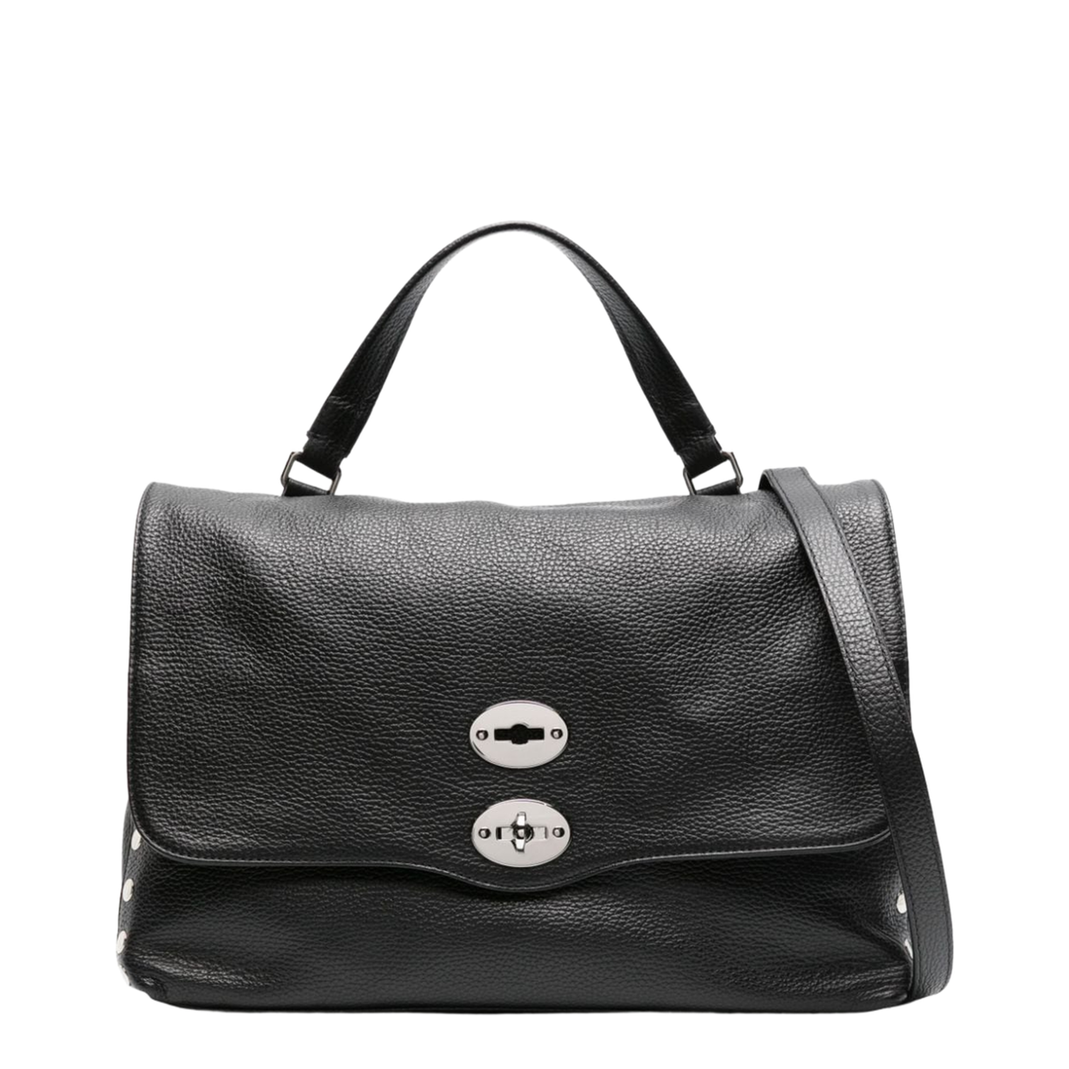 Postina Daily Medium Calf Leather Top-Handle Bag - Black Nero (Nero) - Image 1