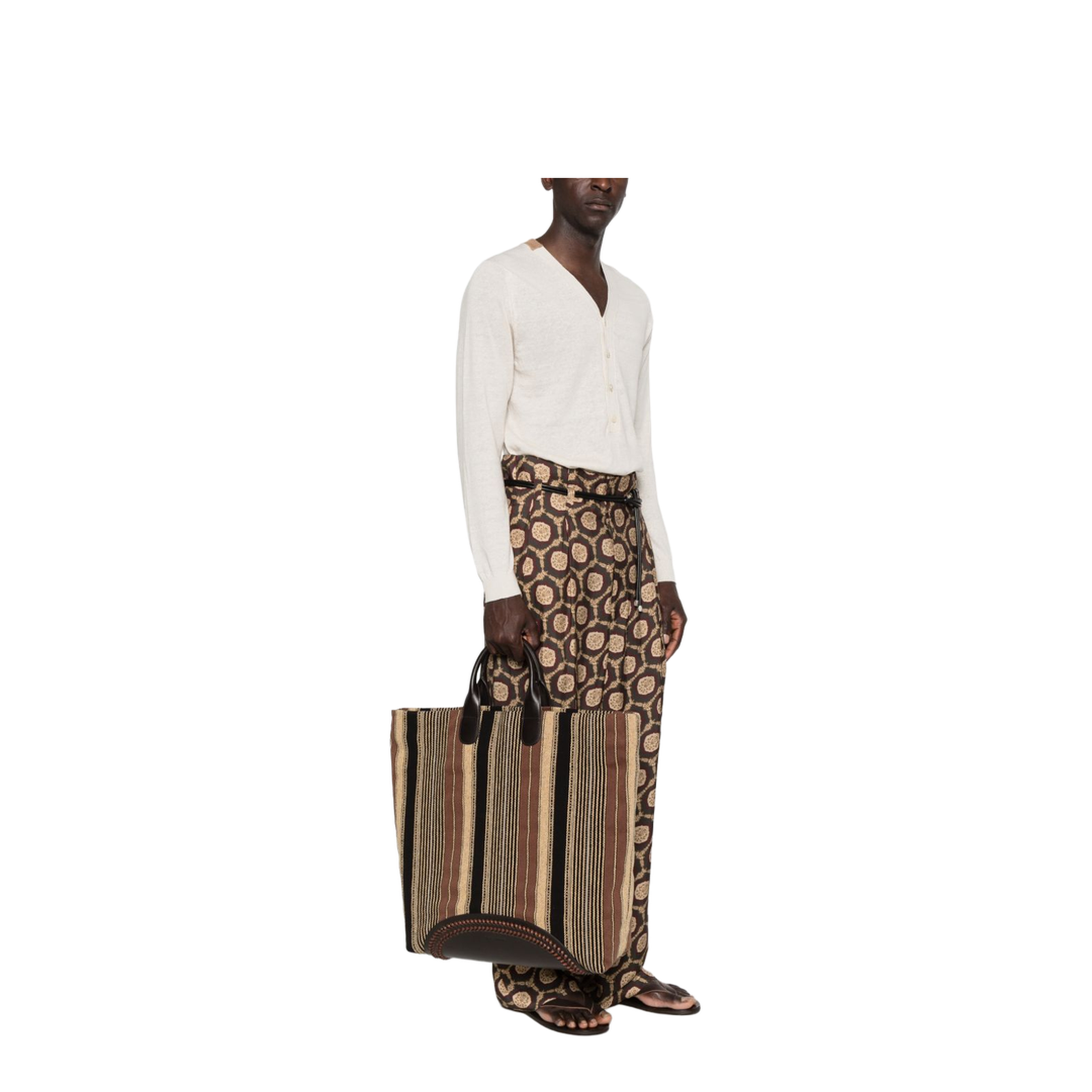 Runway Large Woven Textile Shopper Bag - Brown - Image 3