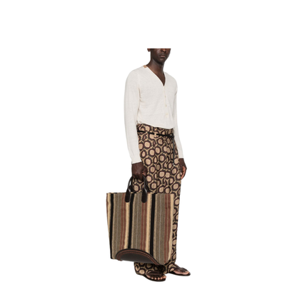 Runway Large Woven Textile Shopper Bag - Brown - Image 3