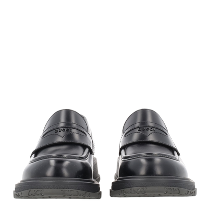 Black Leather Loafer with Logo - Image 3