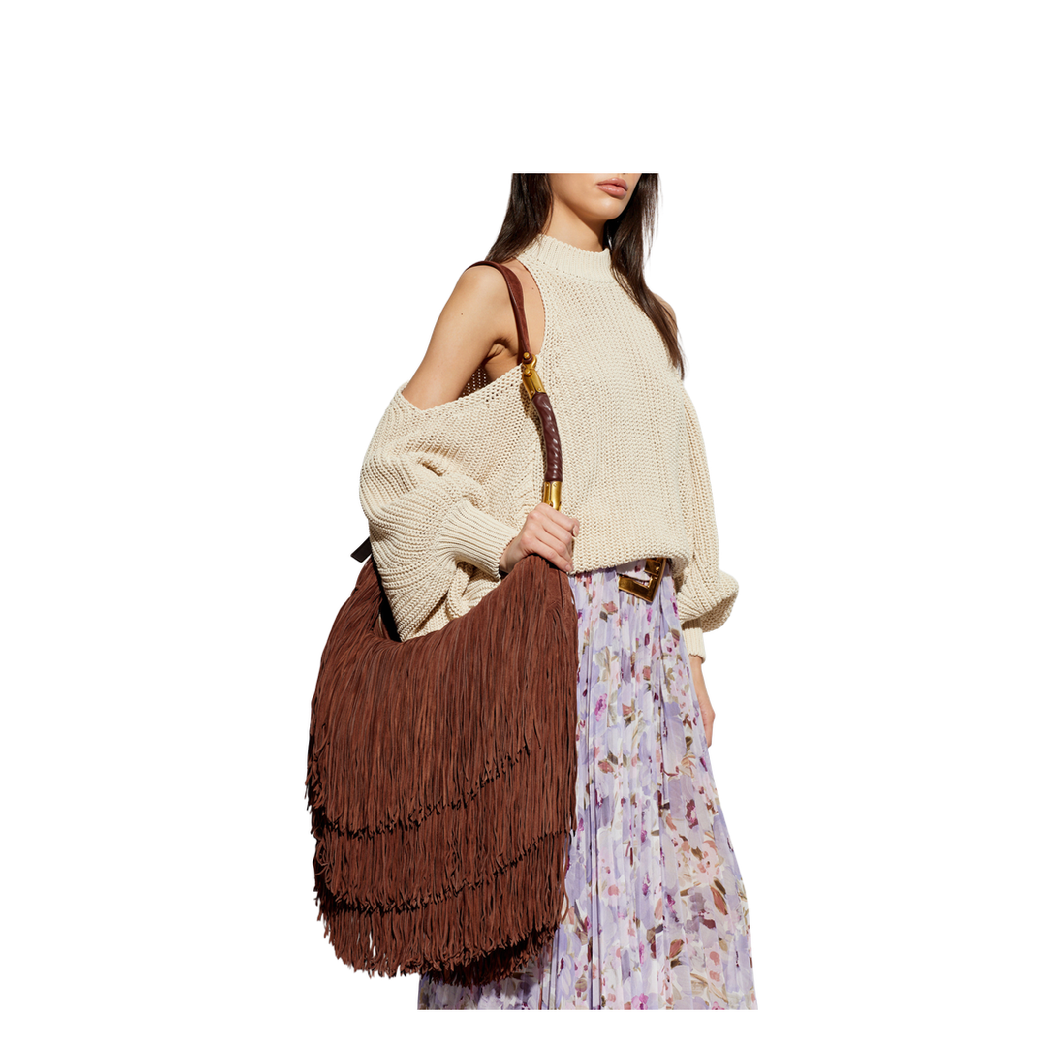 Ébène Large Suede Hobo Bag - Dark Brown - Image 2