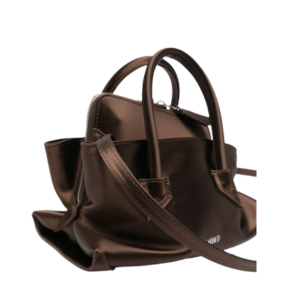 La Passeggiata Mini Lux Satin Top Handle Bag - Dark Brown - Image 5