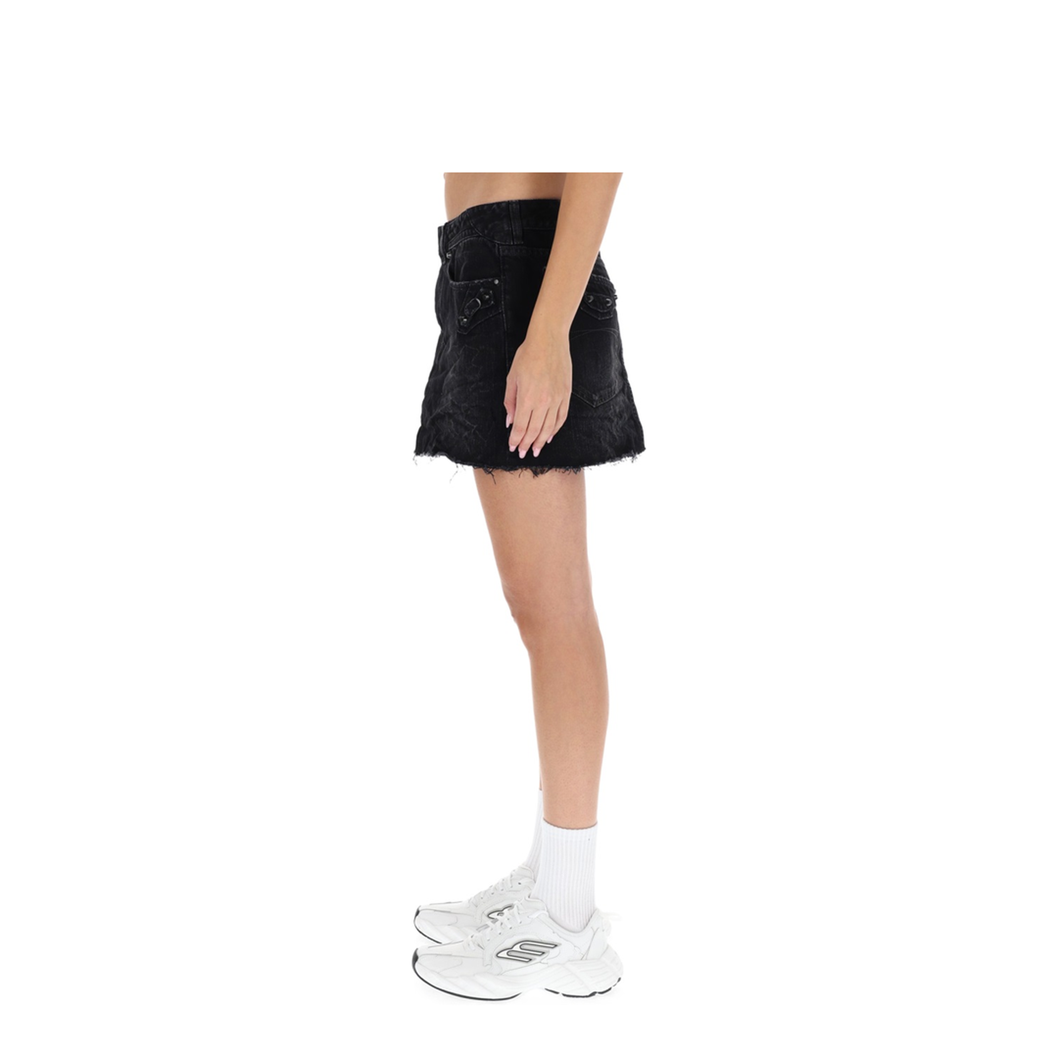 Black Denim City Mini Skirt - Image 3