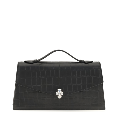 Skull Top Handle Calf Leather Handbag - Black - Image 1
