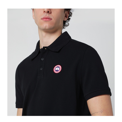 Black Polo Shirt with Logo Patch - Image 2