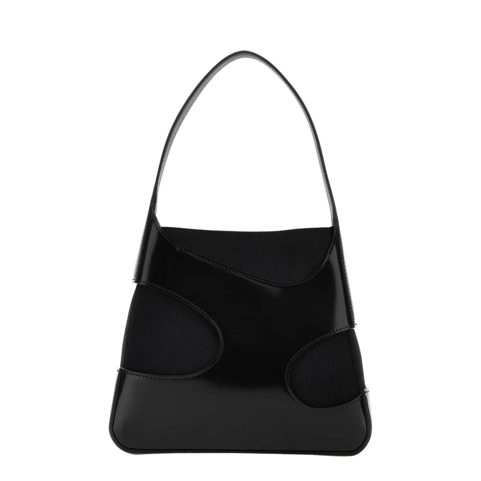 Black Leather and Canvas Cut Out S Handbag - Image 1