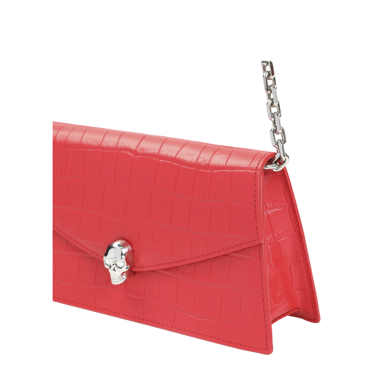 Skull Mini Calfskin Crossbody - Red - Image 4