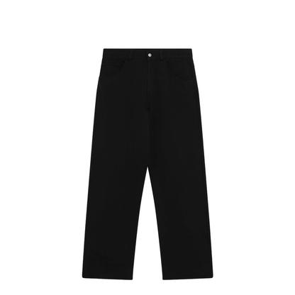 Wide-leg Cotton Trousers with Embroidered Logo Black - Image 1