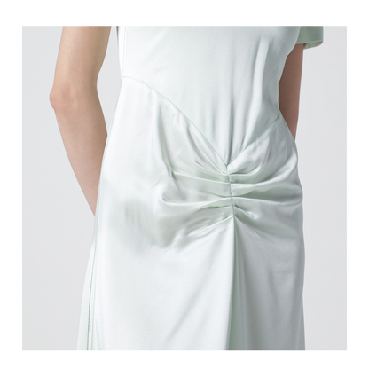 Blaire Dress with Gathered Waist in Aloe Colour - Image 2