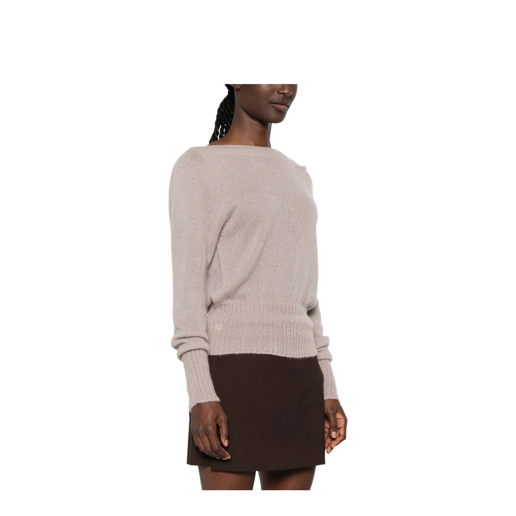 Long Sleeve Boat Neck Knit with Metal Plaque - Image 3
