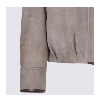 Faded Green Jacket With High Neck And Front Patch Pockets In Suede - Image 8