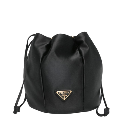 Mini Silk Viscose Bucket Bag - Black - Image 1
