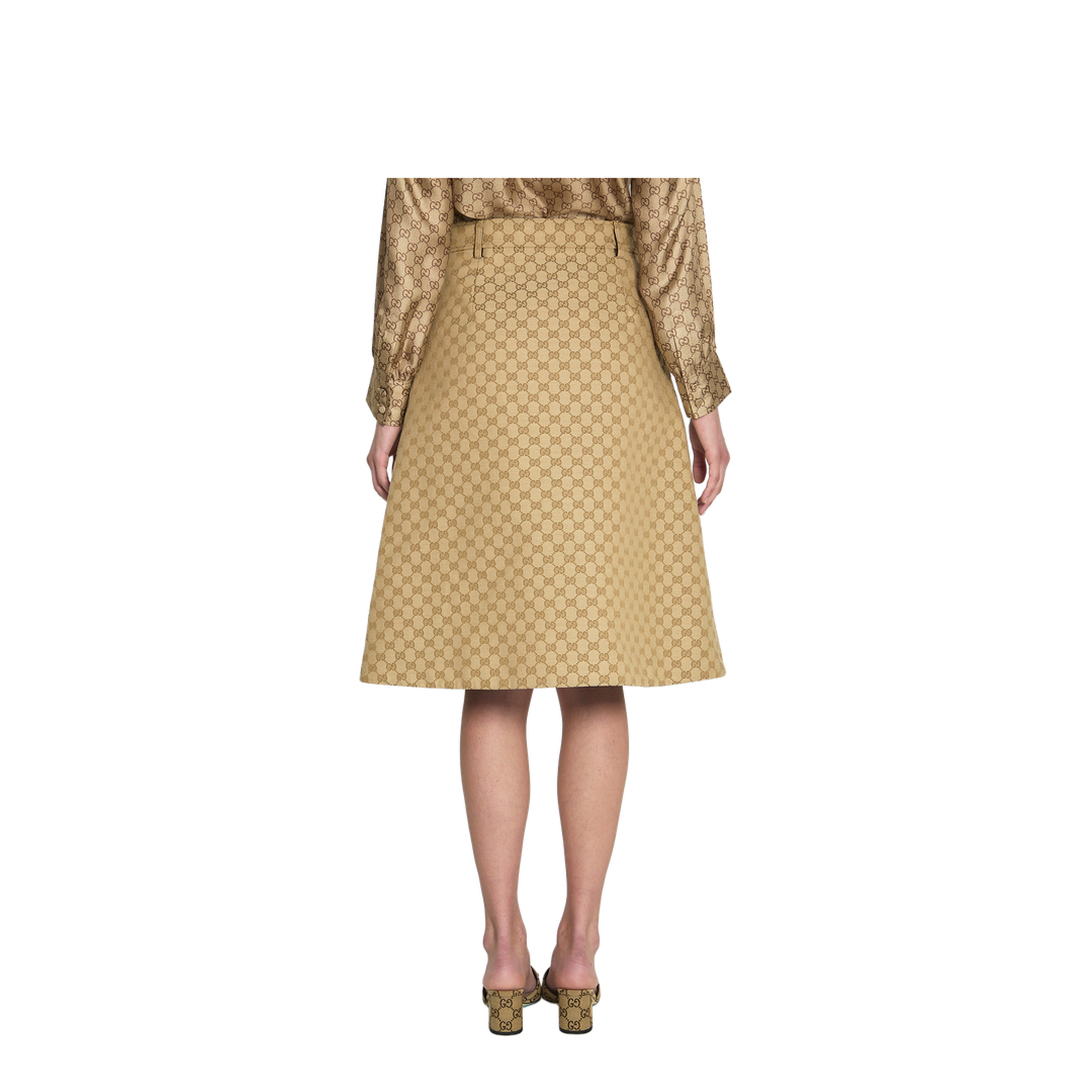 Cotton Canvas Fabric Skirt in Sand - Image 4