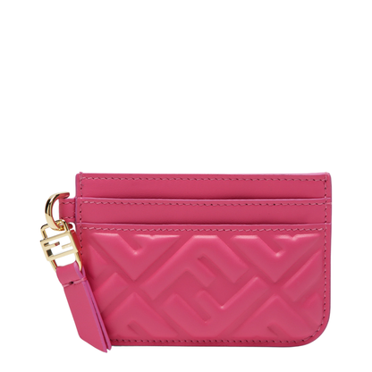 Fuchsia Nappa Leather Baguette Card Case with FF Motif - Image 1