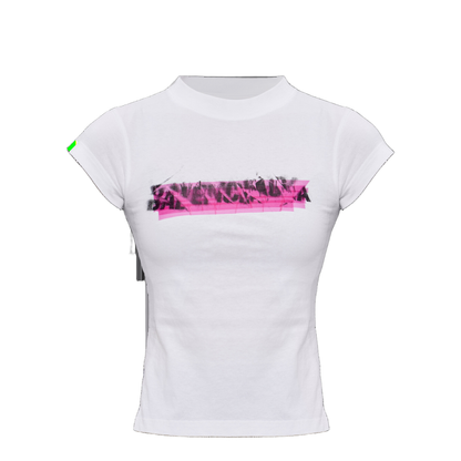Spray Chopped Back T-Shirt White - Image 4