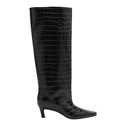 Brown Boots in Crocodile-Print Leather - Image 1