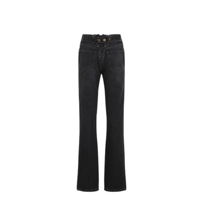 Denim Jeans With Lacing And Knee Bonding Detail - Image 4