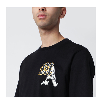 Black Varsity Patch Cotton T-Shirt - Image 2