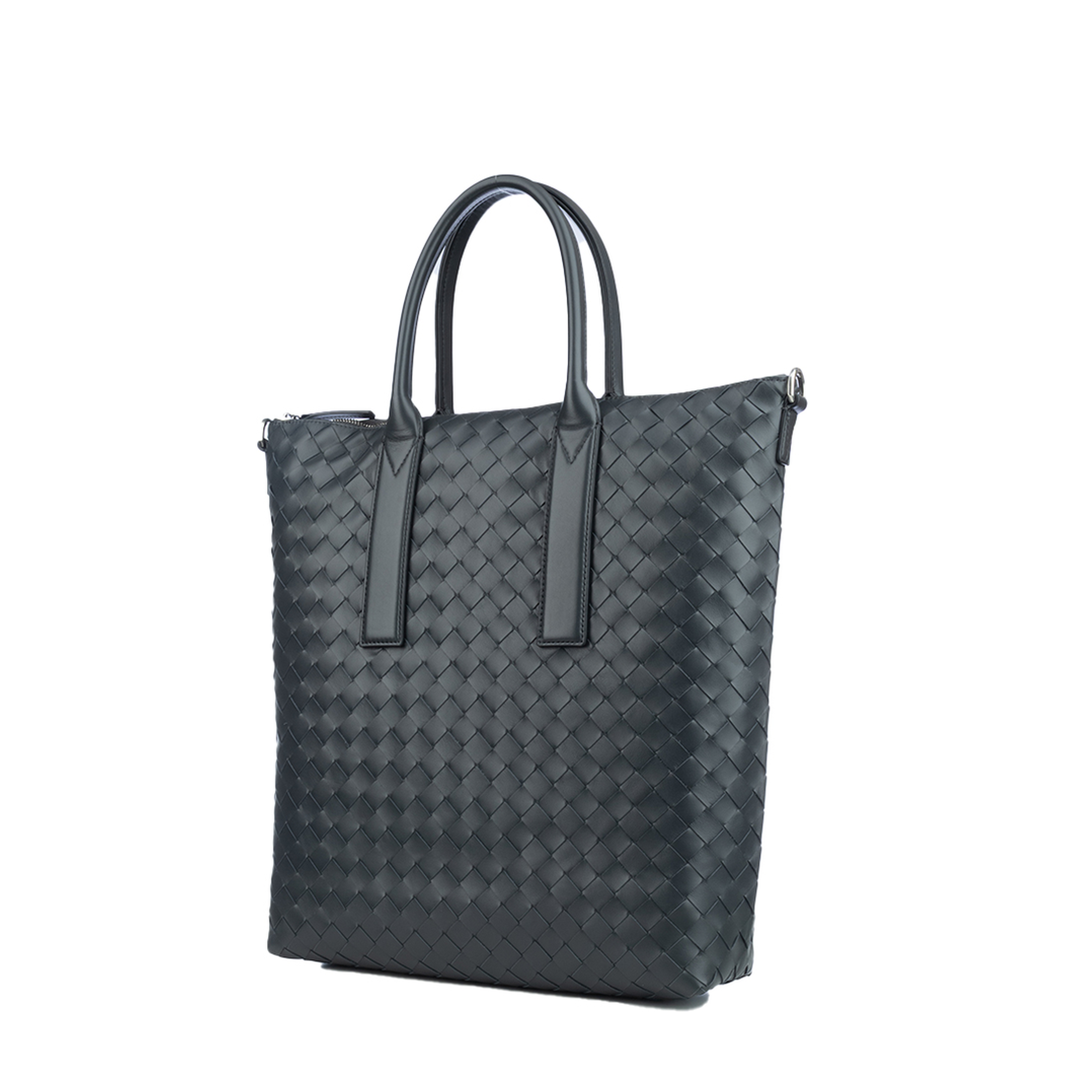 Intrecciato Leather Tote Bags - Black - Image 2