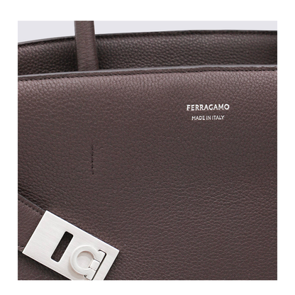 Dark Brown Leather Hug Top Handle Bag - Image 8