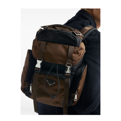 Re-Nylon Calfskin Trim Backpack - Black/Burnt - Image 2