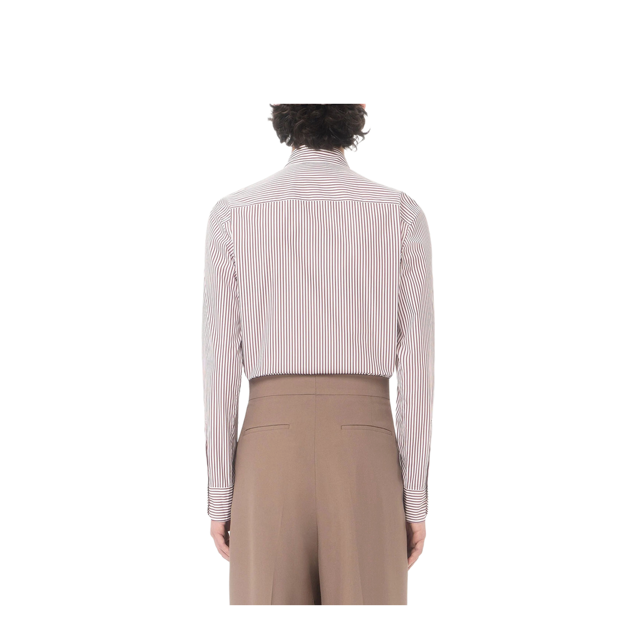 Cotton Poplin Striped Shirt with Vlogo Embroidery - Image 3