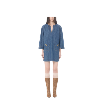 Vlogo Signature Denim Short Dress - Image 2