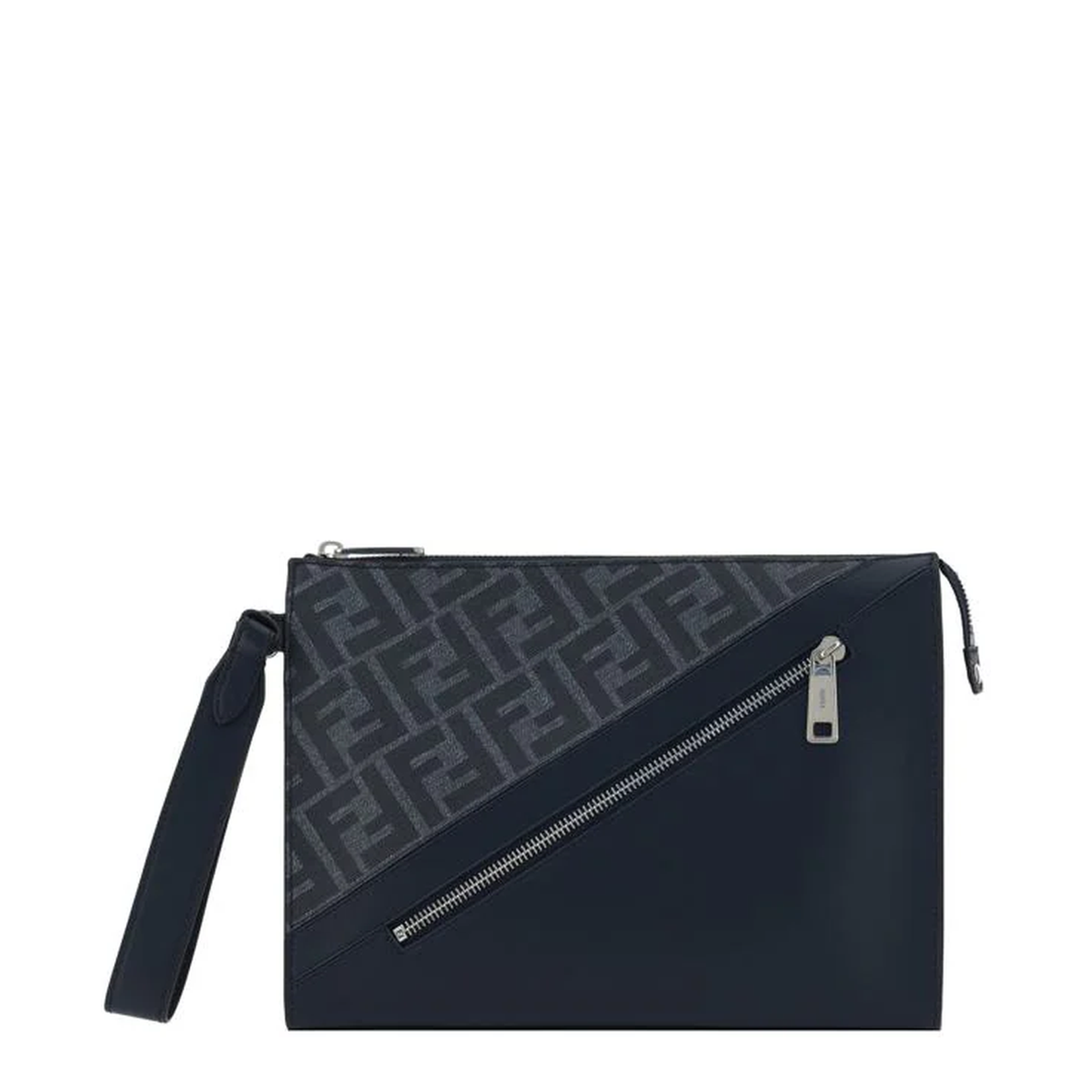 Flat Leather Crossbody Bags - Navy Blue - Image 1