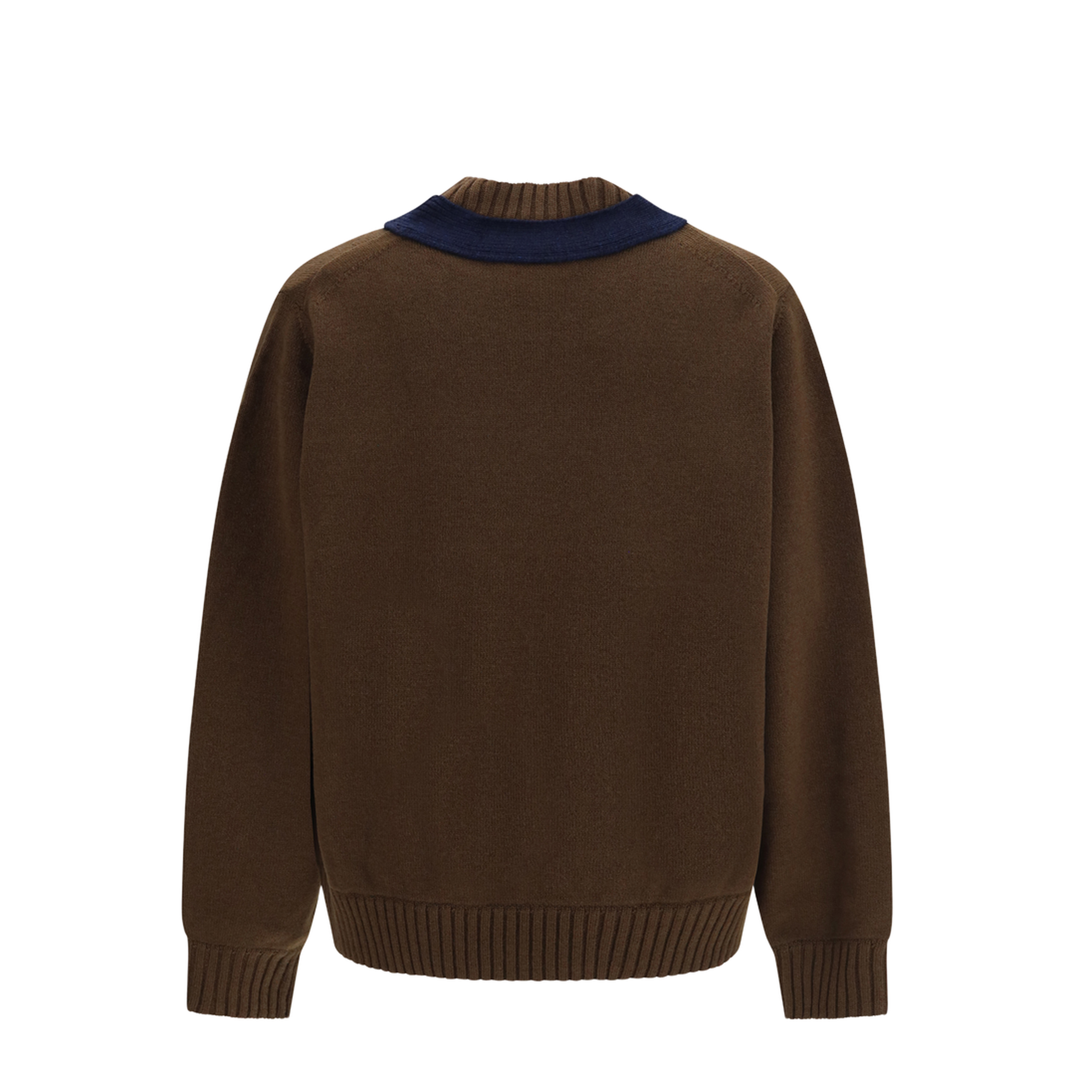 Wool Knit Cardigan with Integrated Scarf - Image 2