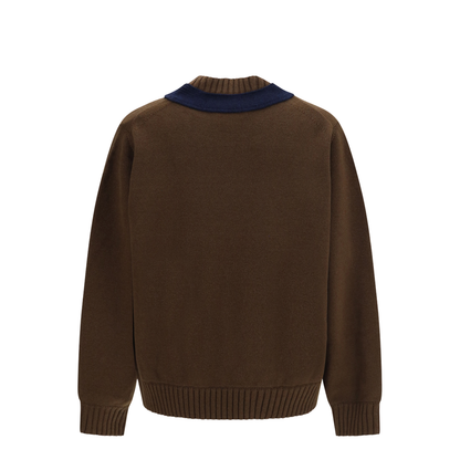 Wool Knit Cardigan with Integrated Scarf - Image 2