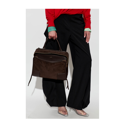 Amazona 180 Large Suede Top-Handle Bag - Dark Chestnut - Image 2