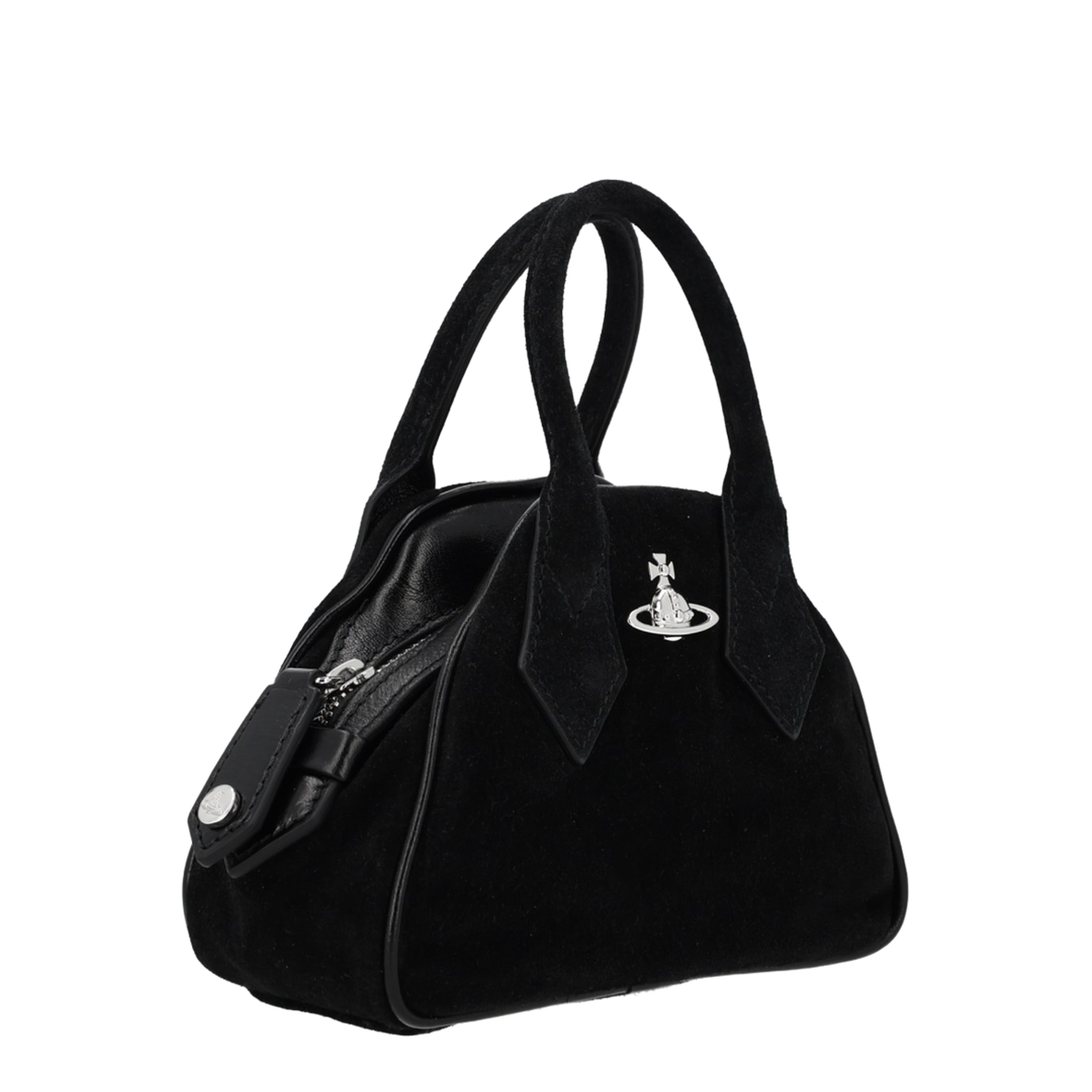 Yasmine Mini Suede Leather Handbag - Black - Image 3