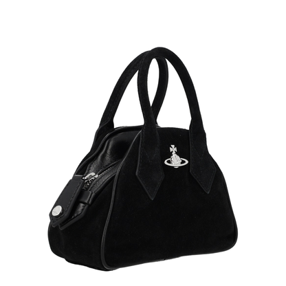Yasmine Mini Suede Leather Handbag - Black - Image 3