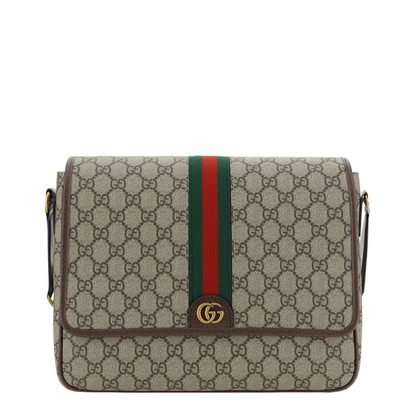 Ophidia Medium Canvas Shoulder Bag - Gray - Image 1