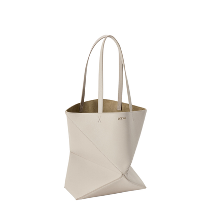 Medium Puzzle Fold Tote in Soft Grained Calfskin Grey - Image 2