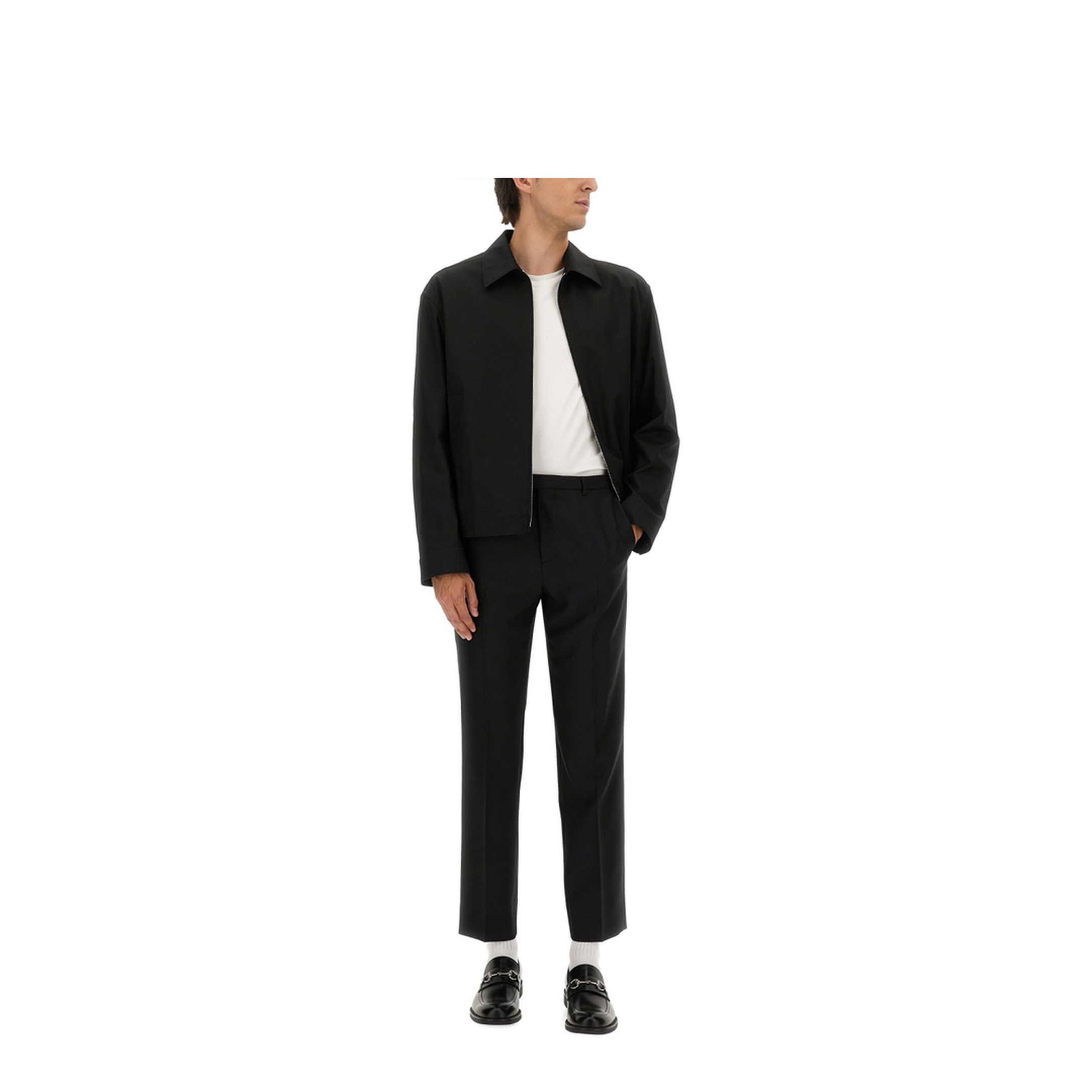 Cotton Twill Jacket with Web Detail in Black - Image 2