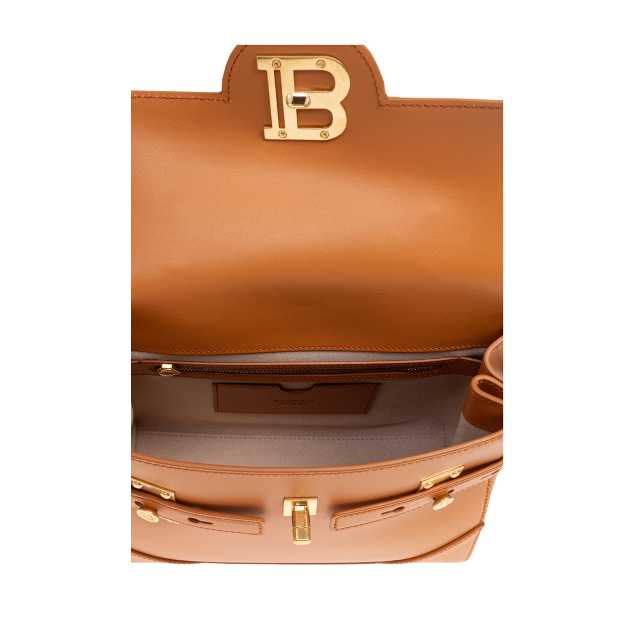 B-Buzz 23 Cowhide Leather Top-Handle Bag - Light Cognac - Image 5