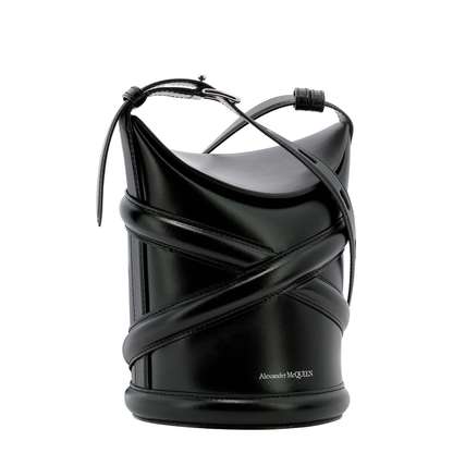 Black Leather The Curve Bucket Bag - Image 3